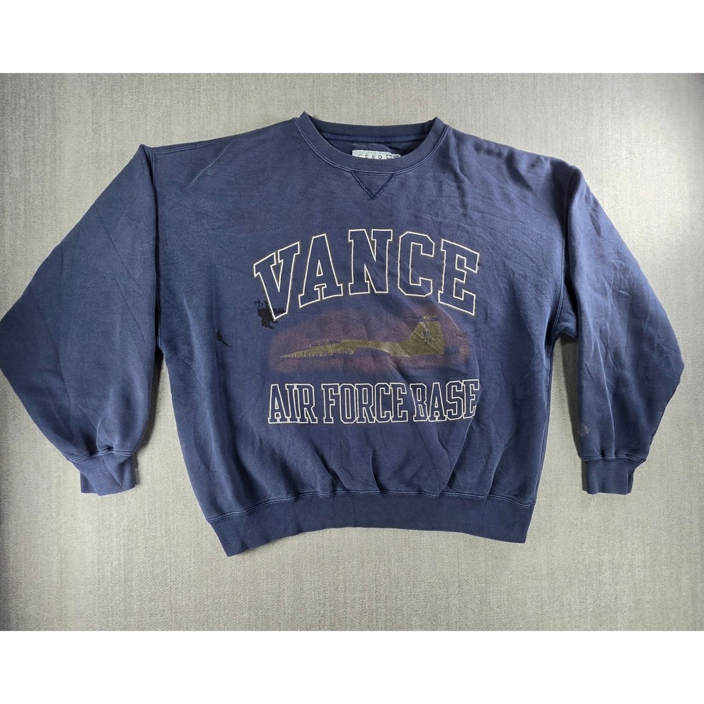 Gear for Sports Sweatshirt Mens L Blue Vance Air Force Base Graphic Vintage